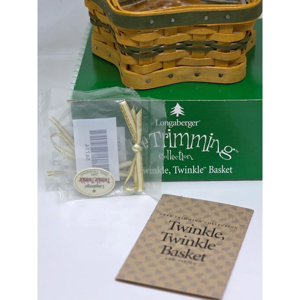 VTG Longaberger 2001 Twinkle Twinkle‎ Star Basket Tree Trimming Collection Green